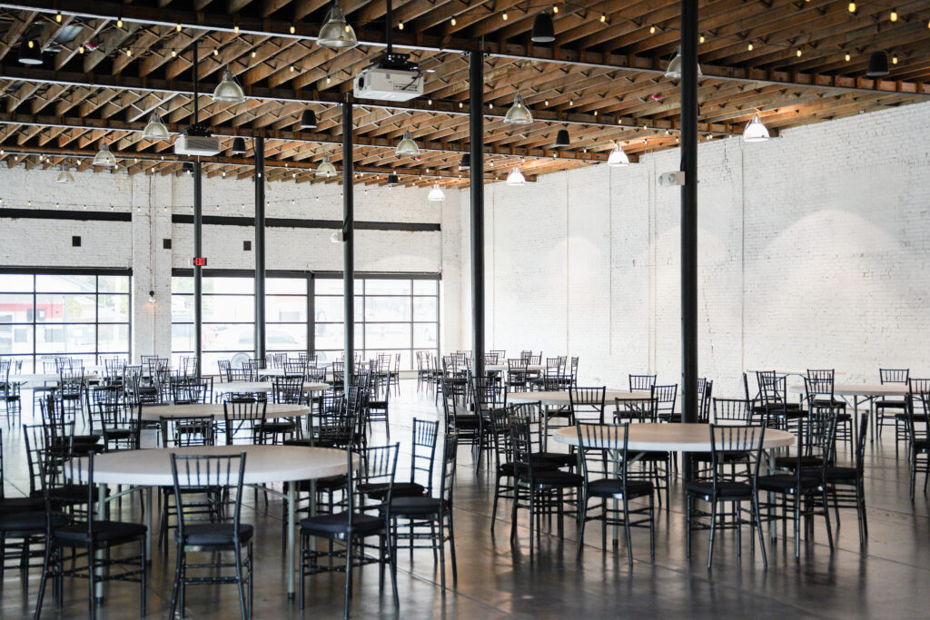 Wedding venue showing tables and chairs