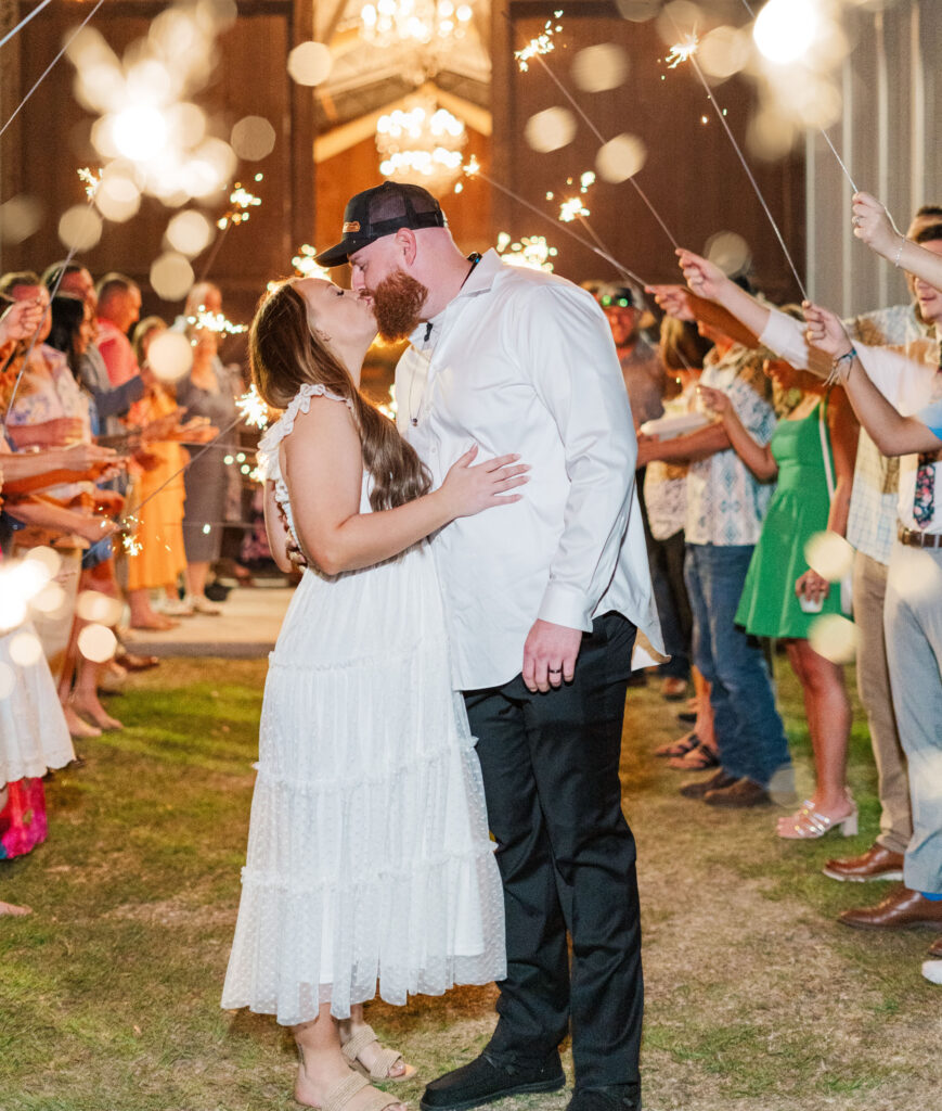 sparkler exit with bride and groom 