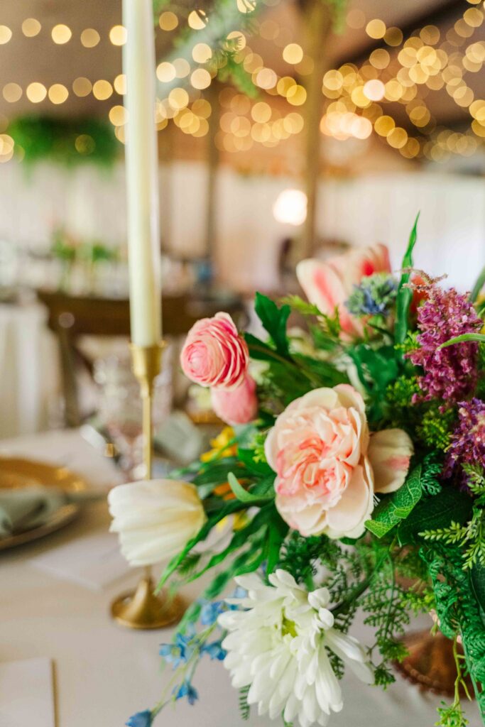 reception with flowers and colors