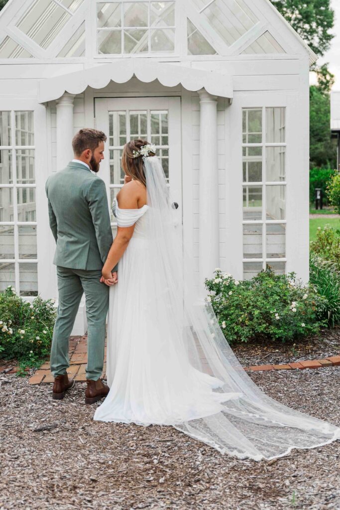 bride and groom cuddling just married 