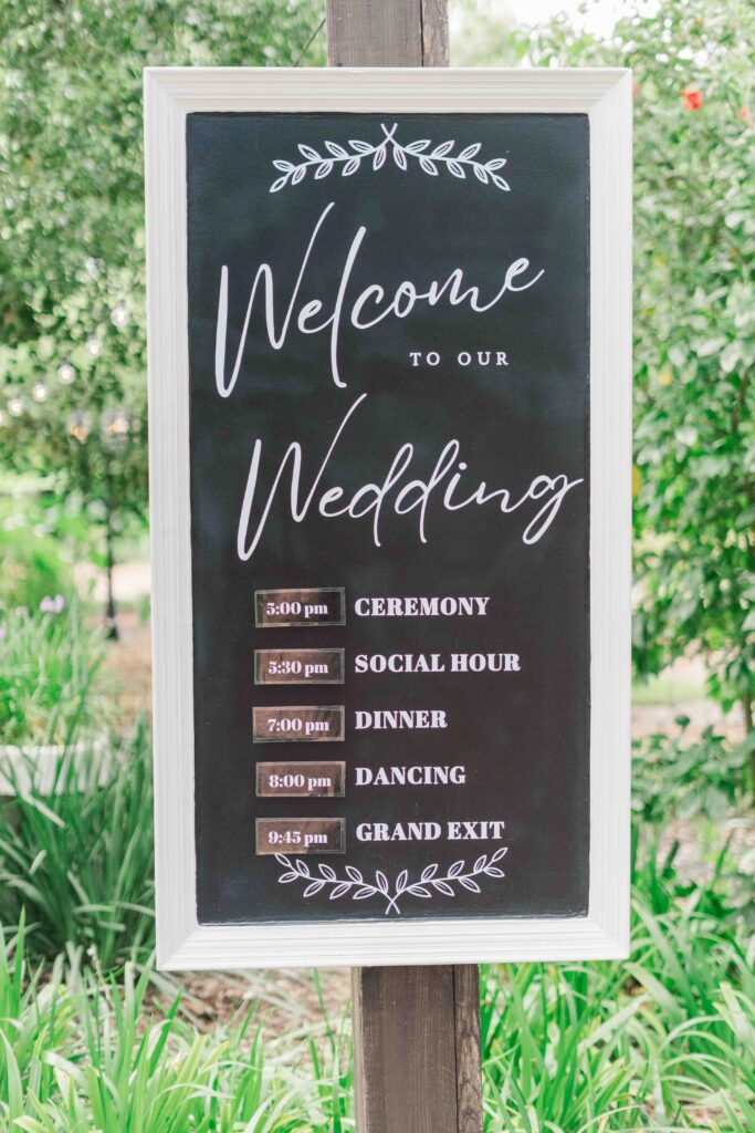 wedding timeline sign